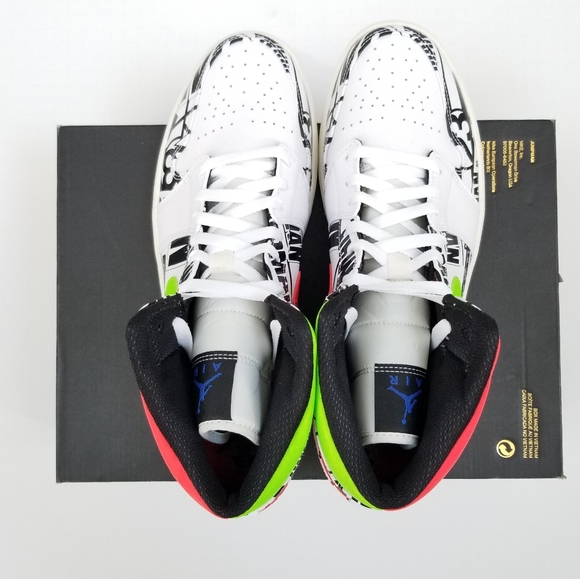 New Air JORDAN 1 Mid Over Print Logos Sneakers - Picture 6 of 7